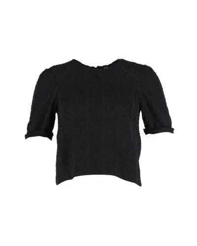 Maje Textured Crop Top In Black Acetate