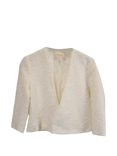Pre-owned Maje Textured Cropped Jacket In Neutral