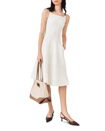 Maje Textured Knit Midi Dress In White
