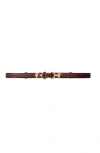 Maje Amor Croc Embossed Belt In Burgundy