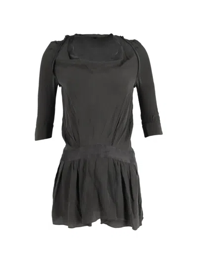 Pre-owned Maje Three-quarter-sleeve Mini Dress In Green