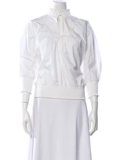 Pre-owned Maje Three-quarter Sleeve Blouse In White