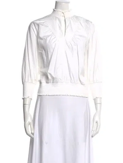 Pre-owned Maje Three-quarter Sleeve Blouse In White