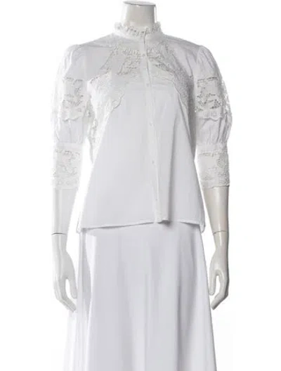 Pre-owned Maje Three-quarter Sleeve Blouse In White
