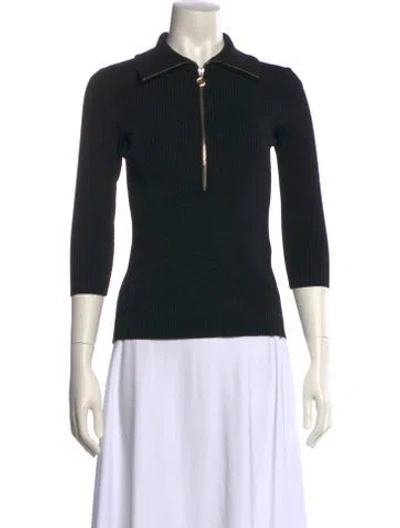 Pre-owned Maje Three-quarter Sleeve Polo In Black