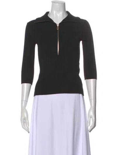 Pre-owned Maje Three-quarter Sleeve Polo In Black