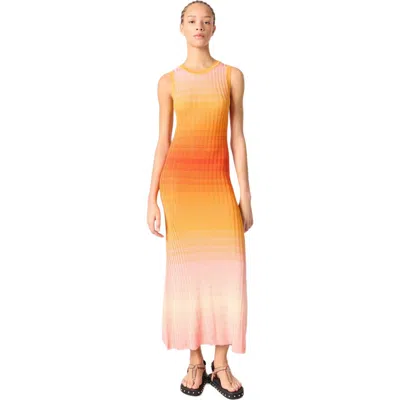 Maje Rirano Ribbed Maxi Dress In Orange