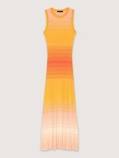 Maje Rirano Ribbed Maxi Dress In Orange