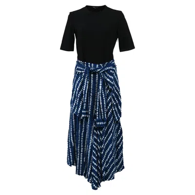 Maje Tie Dye Midi Dress In Blue Cotton