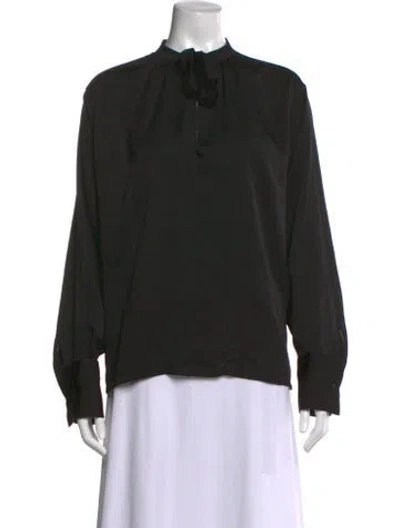 Pre-owned Maje Tie Neck Long Sleeve Blouse In Black