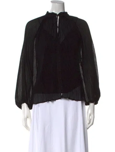 Pre-owned Maje Tie Neck Long Sleeve Blouse In Black