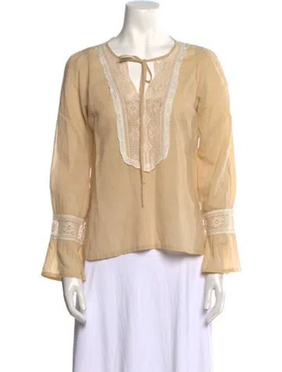 Pre-owned Maje Tie Neck Long Sleeve Blouse In Neutral