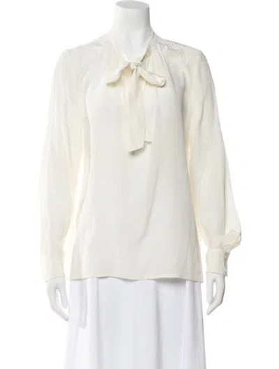 Pre-owned Maje Tie Neck Long Sleeve Blouse In Neutral