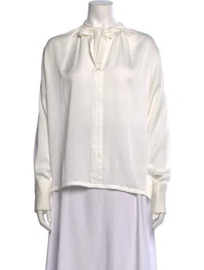Pre-owned Maje Tie Neck Long Sleeve Blouse In Neutrals