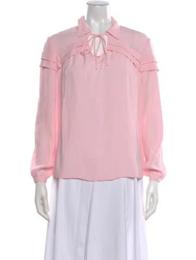 Pre-owned Maje Tie Neck Long Sleeve Blouse In Pink