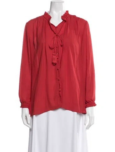 Pre-owned Maje Tie Neck Long Sleeve Blouse In Red