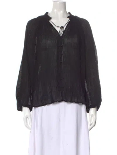 Pre-owned Maje Tie Neck Long Sleeve Blouse W/ Tags In Black