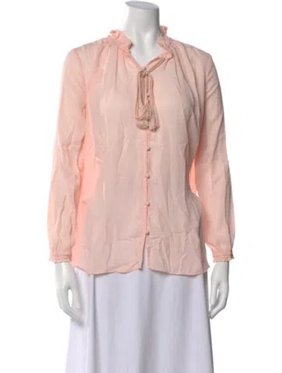 Pre-owned Maje Tie Neck Long Sleeve Blouse W/ Tags In Pink