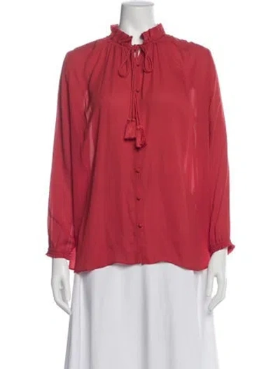 Pre-owned Maje Tie Neck Long Sleeve Blouse W/ Tags In Red