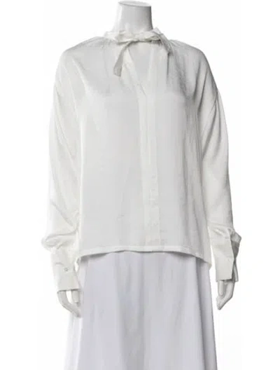 Pre-owned Maje Tie Neck Long Sleeve Blouse W/ Tags In White