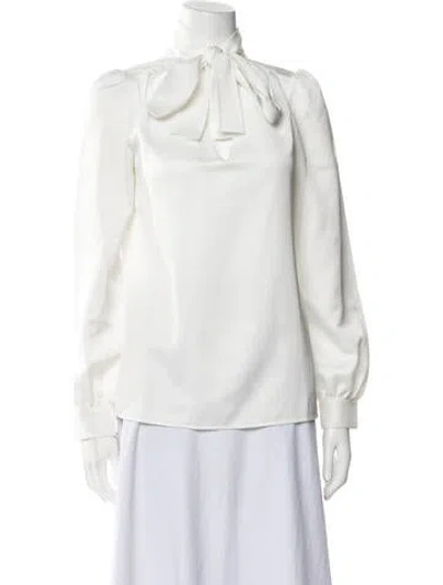 Pre-owned Maje Tie Neck Long Sleeve Blouse In White