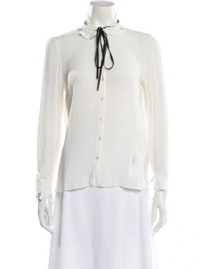 Pre-owned Maje Tie Neck Long Sleeve Blouse In White