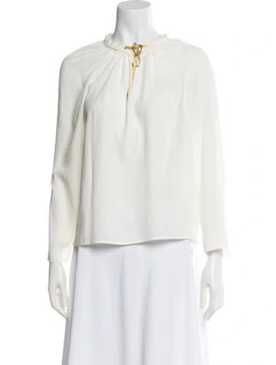 Pre-owned Maje Tie Neck Long Sleeve Blouse In White