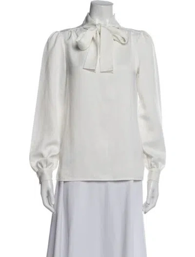 Pre-owned Maje Tie Neck Long Sleeve Blouse In White