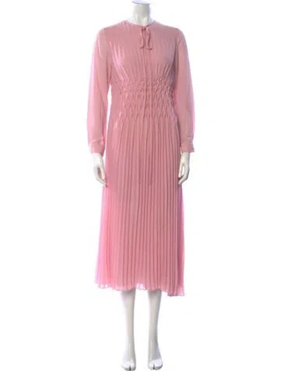 Pre-owned Maje Tie Neck Midi Length Dress In Pink
