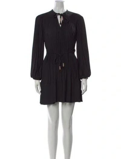 Pre-owned Maje Tie Neck Mini Dress In Black