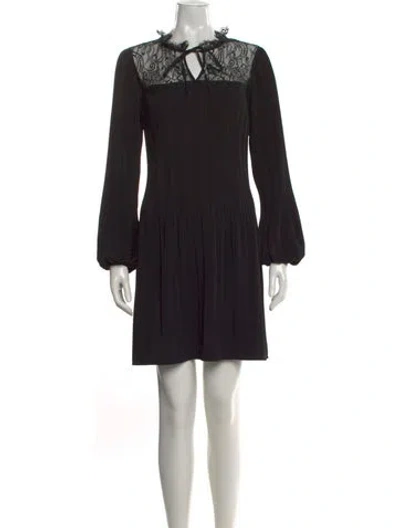 Pre-owned Maje Tie Neck Mini Dress In Black