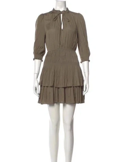 Pre-owned Maje Tie Neck Mini Dress In Green