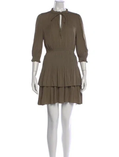 Pre-owned Maje Tie Neck Mini Dress In Green
