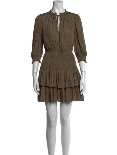 Pre-owned Maje Tie Neck Mini Dress In Green