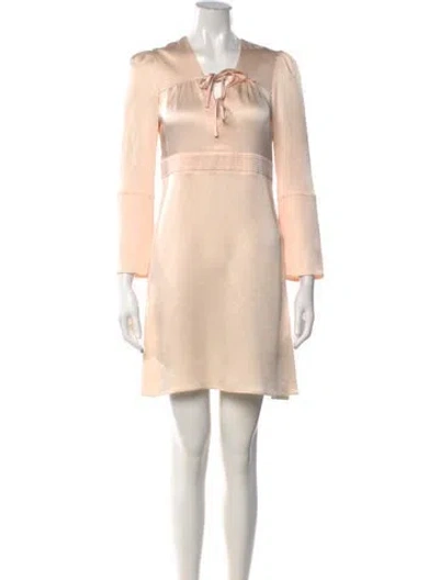 Pre-owned Maje Tie Neck Mini Dress In Neutrals