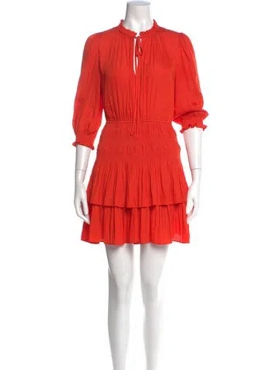 Pre-owned Maje Tie Neck Mini Dress In Orange