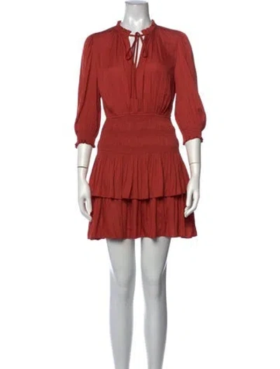 Pre-owned Maje Tie Neck Mini Dress In Orange