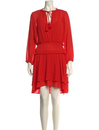 Pre-owned Maje Tie Neck Mini Dress In Red