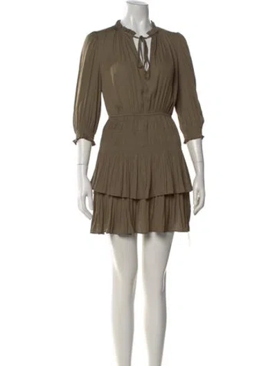 Pre-owned Maje Tie Neck Mini Dress W/ Tags In Green