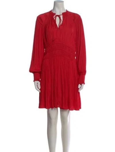 Pre-owned Maje Tie Neck Mini Dress W/ Tags In Red