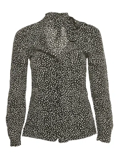 Pre-owned Maje Tie-neck Print Shirt In Black