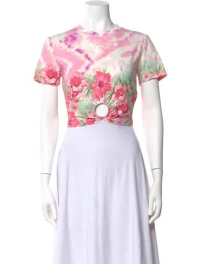 Pre-owned Maje Tie-dye Print Crew Neck Crop Top In Pink