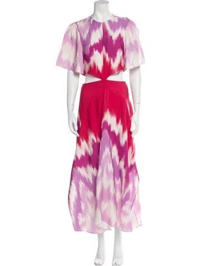 Pre-owned Maje Tie-dye Print Long Dress In Pink