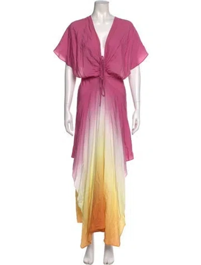 Pre-owned Maje Tie-dye Print Long Dress In Pink