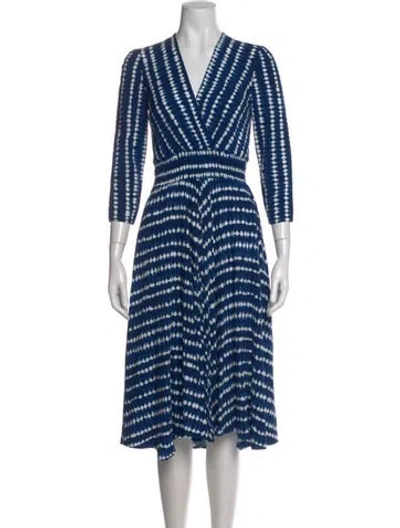 Pre-owned Maje Tie-dye Print Midi Length Dress In Blue