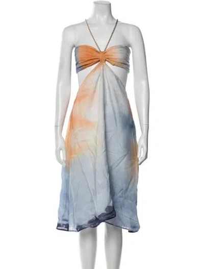Pre-owned Maje Tie-dye Print Midi Length Dress In Blue