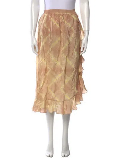 Pre-owned Maje Tie-dye Print Midi Length Skirt In Neutrals
