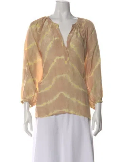 Pre-owned Maje Tie-dye Print V-neck Blouse In Neutral