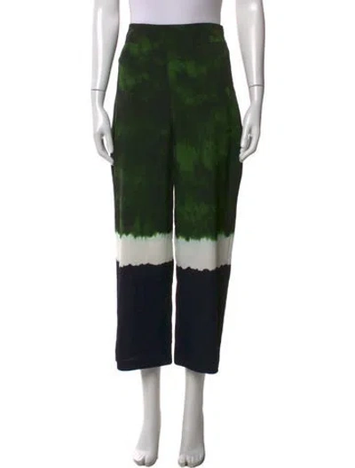 Pre-owned Maje Tie-dye Print Wide Leg Pants In Green