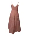 Maje Tiered Strappy Sleeveless Maxi Dress In Peach Taffeta Polyester In Pink